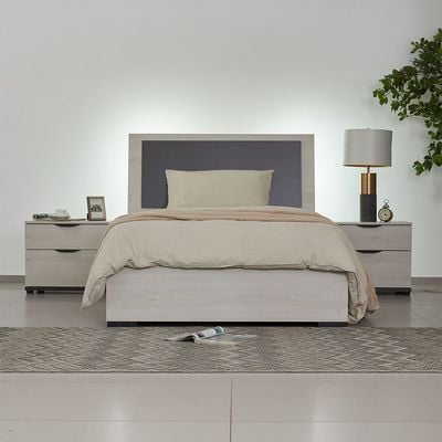 Pletora 120 X 200 Single Bedroom Set w/  LED Lights - Grey oak