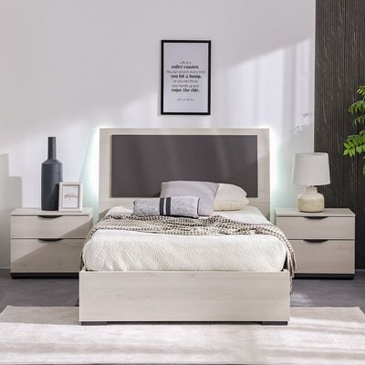 Pletora 120 X 200 Single Bed w/  LED Lights - Grey oak