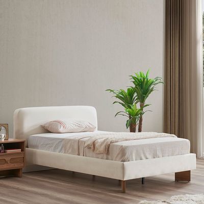 Ren 120x200 Single Fabric Bed - Beige - With 2-Year Warranty