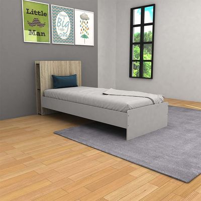 Fusion 90x200 Headboard Storage Kids’ Bed with USB - Sonoma Oak/Light Grey - With 2-Year Warranty