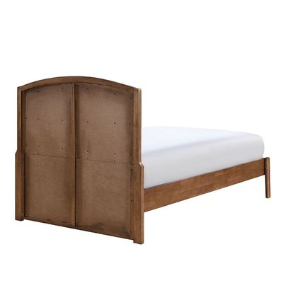 Derby Lloyd 120X200 Solid Wood Single Bed W/Upholstered Headboard-Brown+Beige