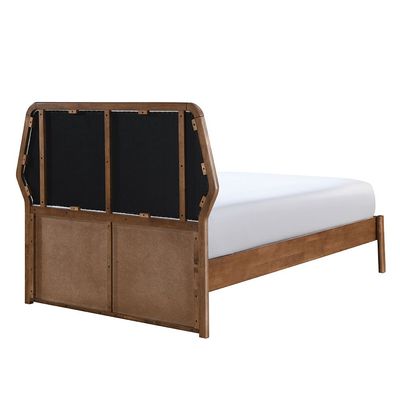 Derby Colfax 120X200 Solid Wood Single Bed W/Upholstered Headboard-Brown+Beige