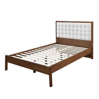 Derby Daisy 120X200 Solid Wood Single Bed W/Upholstered Headboard-Brown+Beige