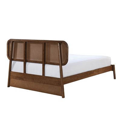 Derby Hanabi 120X200 Solid Wood Single Bed W/Upholstered Headboard-Brown+Beige