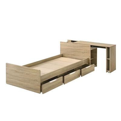 Kinder Sleep Study 90x200 Bed W/Sliding Desk & Storage-Sonoma Oak