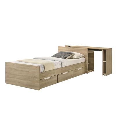 Kinder Sleep Study Kids' 90x200 Bed with Sliding Desk & Storage - Sonoma Oak - With 2-Year Warranty