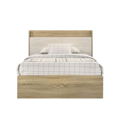 Kelly 120x200 Young Bedroom Set W/Headboard Storage-White Ash+Sonoma Oak