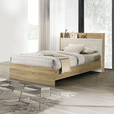 Kelly 120x200 Young Bedroom Set with Headboard Storage - White Ash/Sonoma Oak - With 2-Year Warranty