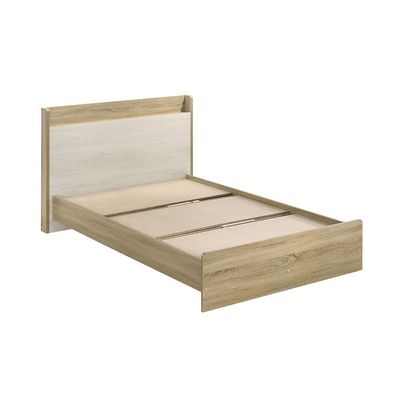 Kelly 120x200 Young Bed with Headboard Storage - White Ash/Sonoma Oak - With 2-Year Warranty