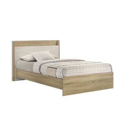 Kelly 120x200 Young Bed with Headboard Storage - White Ash/Sonoma Oak - With 2-Year Warranty