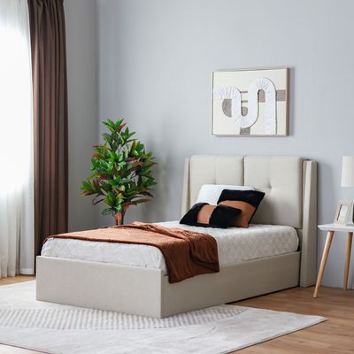 Supreme Zoom 120x200 Upholstered Bed - Beige - With 2-Year Warranty