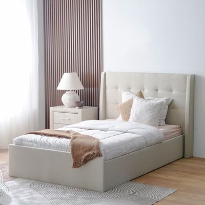 Supreme Twix 120x200 Upholstered Bed - Beige - With 2-Year Warranty