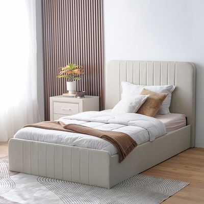 Supreme Flakes 120x200 Upholstered Bed - Beige - With 2-Year Warranty