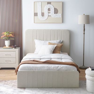 Supreme Flakes 120X200 Upholstered Bed-Beige