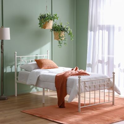 Bella Arrow 120x200 Metal Twin Bed-White