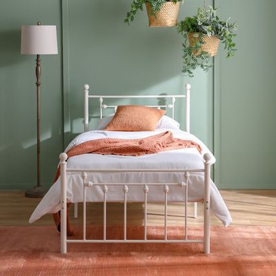 Bella Arrow 120x200 Metal Twin Bed-White