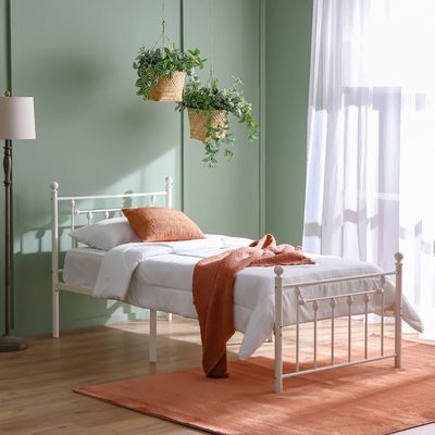 Bella Arrow 90x200 Metal Single Bed-White