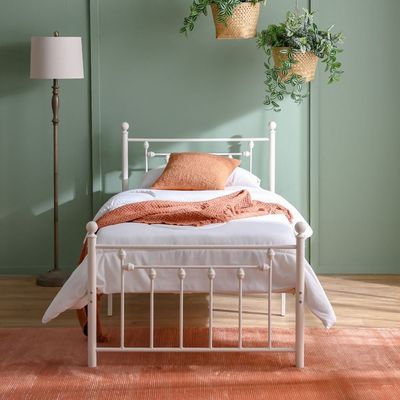 Bella Arrow 90x200 Metal Single Bed-White