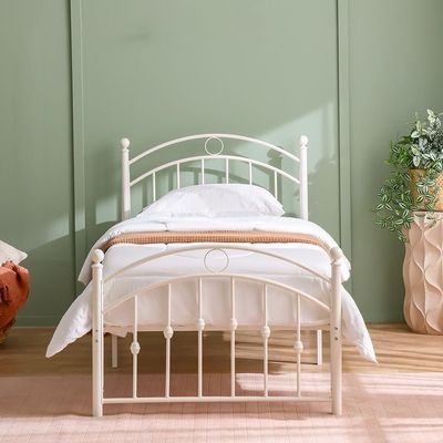 Bella Curve 90x200 Metal Single Bed-White