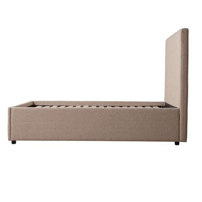Travvy 120x200 Upholstered Single Bed - Dark Beige - With 3-Year Warranty