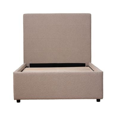 Travvy 120x200 Upholstered Single Bed - Dark Beige - With 3-Year Warranty
