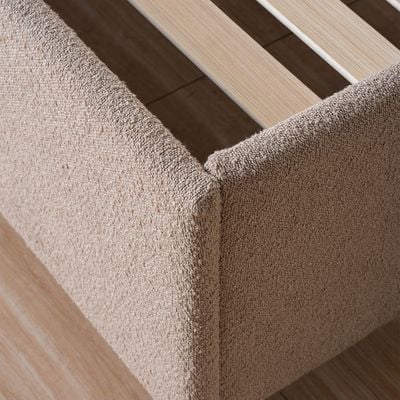 Travvy 120x200 Upholstered Single Bed - Dark Beige - With 3-Year Warranty