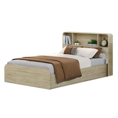 Monro 120X200 Single Bed w/ Underbed & Headboard Storage - Natural Oak