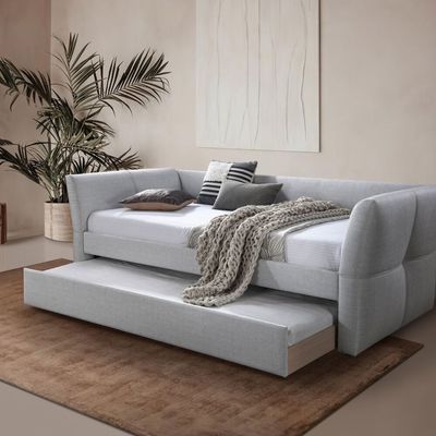 Jack 90X200 Upholstered Day Bed With 90X200 Trundle Bed-Light Grey