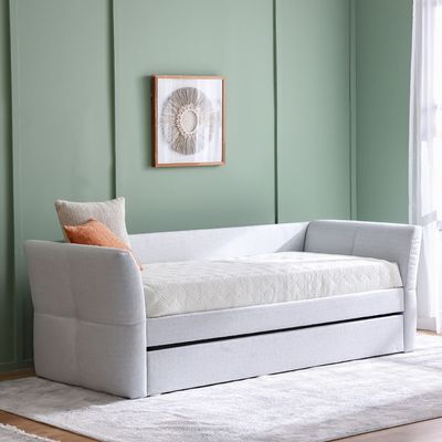 Jack 90X200 Upholstered Day Bed With 90X200 Trundle Bed-Light Grey