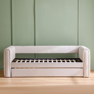 Jones 90X200 Upholstered Day Bed With 90X200 Trundle Bed-Light Grey