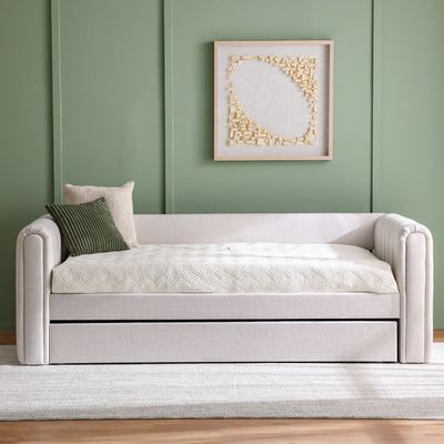 Jones 90X200 Upholstered Day Bed With 90X200 Trundle Bed-Light Grey