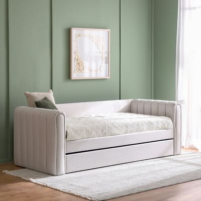 Jones 90X200 Upholstered Day Bed With 90X200 Trundle Bed-Light Grey
