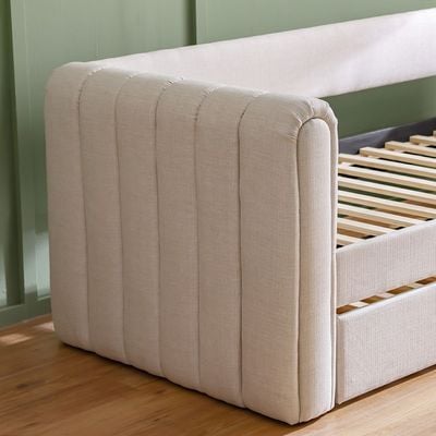 Jones 90X200 Upholstered Day Bed With 90X200 Trundle Bed-Light Grey