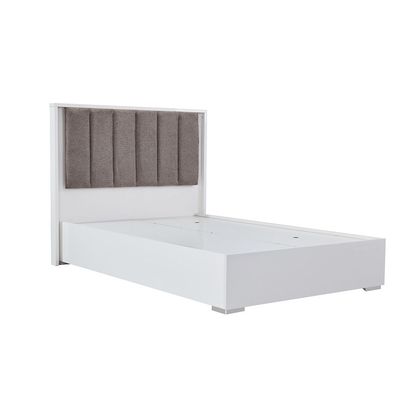 Sparkle 120X200 Bed With Upholstered Headboard & LED-HG White & Beige