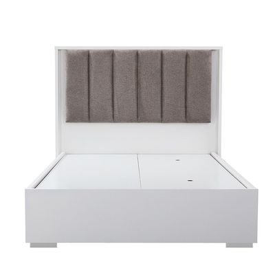 Sparkle 120X200 Bed With Upholstered Headboard & LED-HG White & Beige
