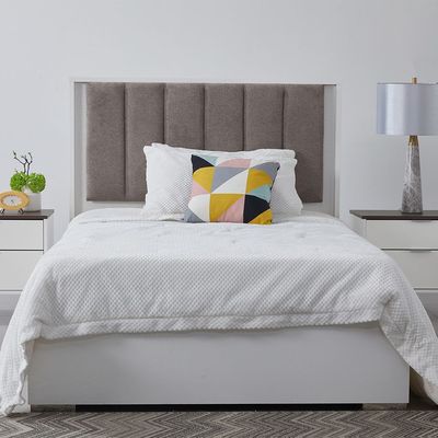 Sparkle 120X200 Bed With Upholstered Headboard & LED-HG White & Beige