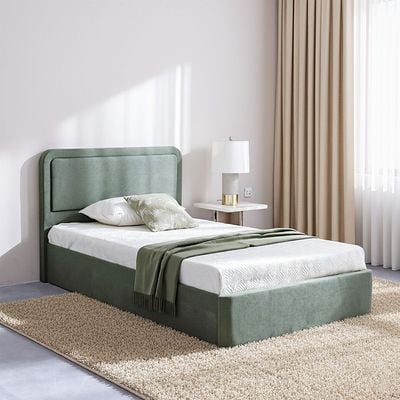 Olive 120x200 Upholstered Single Bed-Olive Green