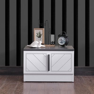 Oscar Night Stand - Anthracite/White - With 5-Year Warranty