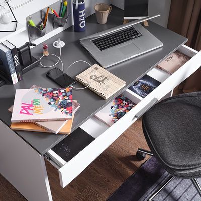 Oscar Study Desk - Anthracite/White - With 5-Year Warranty