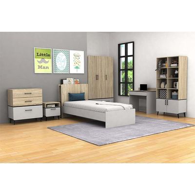 Fusion 1-Drawer Nightstand - Sonoma Oak/Light Grey - With 2-Year Warranty