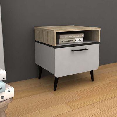 Fusion 1-Drawer Nightstand - Sonoma Oak/Light Grey - With 2-Year Warranty