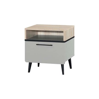 Fusion 1-Drawer Nightstand - Sonoma Oak/Light Grey - With 2-Year Warranty