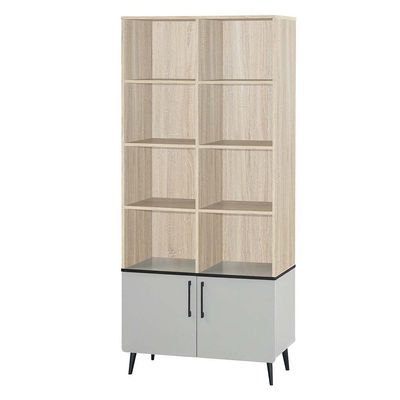 Fusion 2-Door & Open Shelf Book Case - Sonoma Oak/Light Grey - With 2-Year Warranty