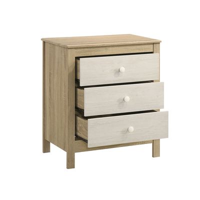 Kelly 3 Drawers Young Dresser-White Ash+Sonoma Oak