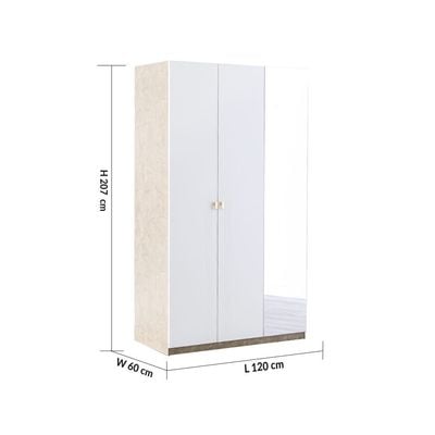 Eliza 3-Door Wardrobe - White - With 2-Year Warranty