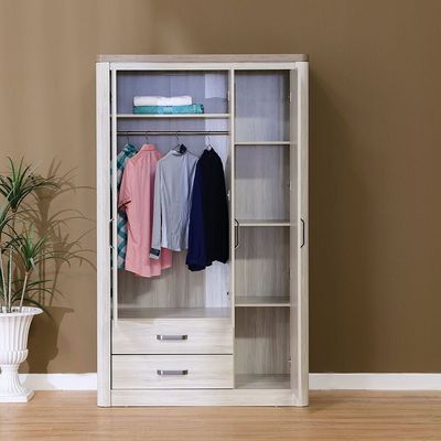 Olivos 3-Door Wardrobe with Mirror - Ash Grey/Oak