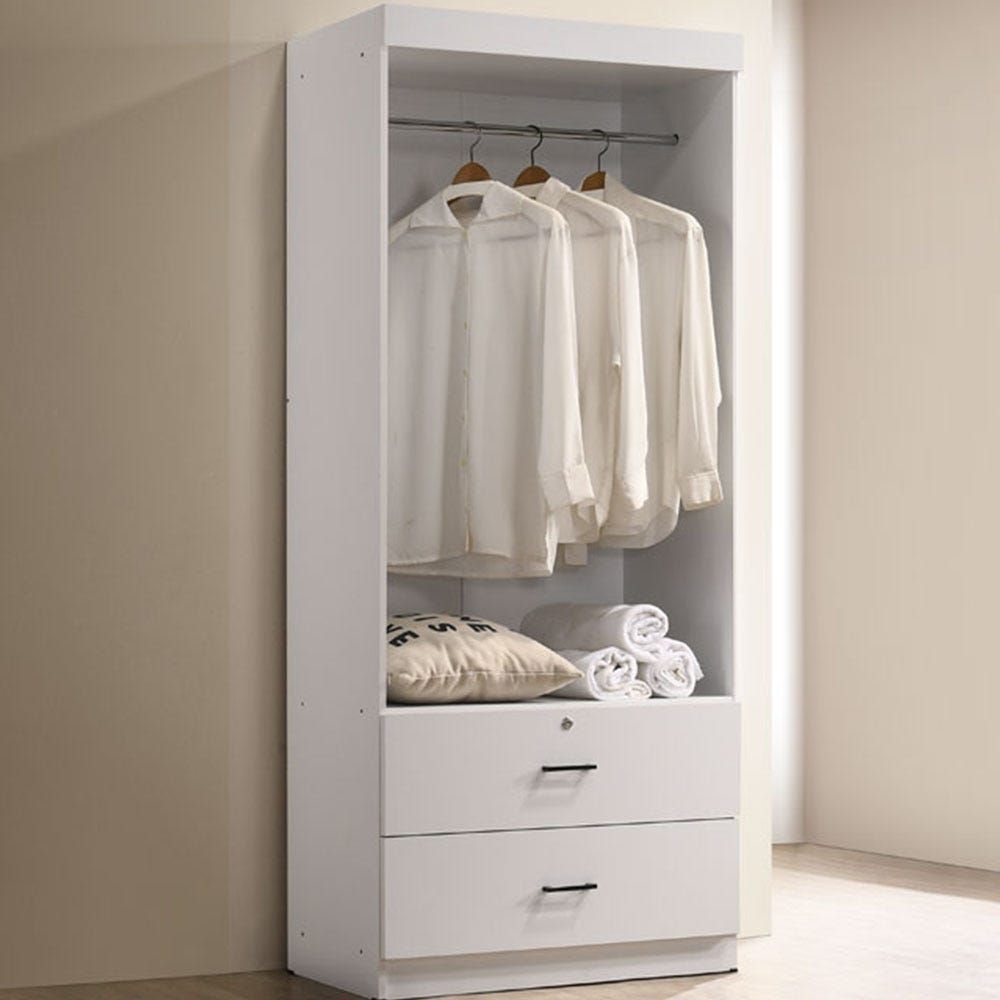 White 2 door wardrobe with outlet drawers