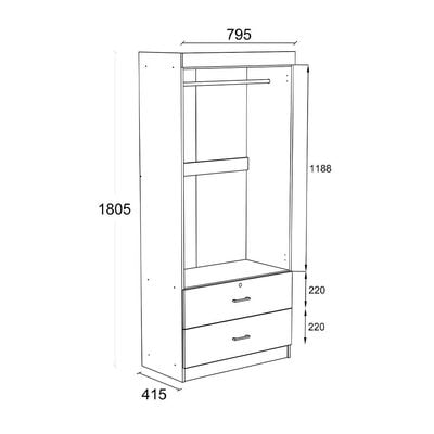 Sante 2 Door + 2 Drawer Wardrobe - White