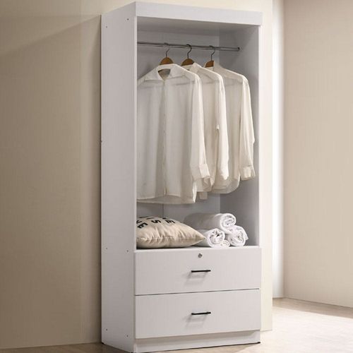سانتي - خزانة ملابس 2 باب + 2 درج - أبيض - مع ضمان مدة عامين