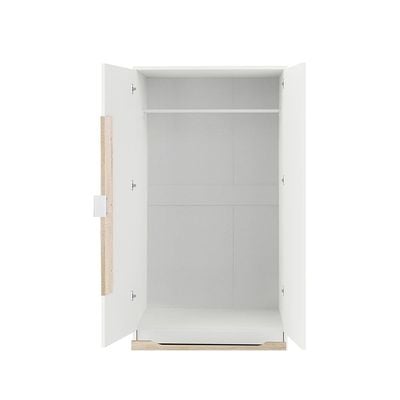 Aurora 2 Door Wardrobe W/Drawer - White / Natural 